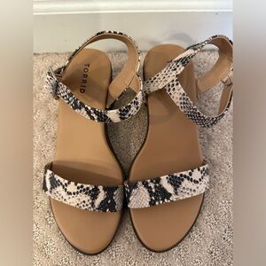 Torrid faux snake skin double strap block heels